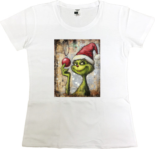 Women's Premium T-Shirt - Grinch with a balloon - Mfest