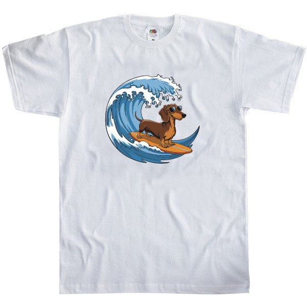 Men's T-Shirt Fruit of the loom - Surfing Dachshund - Mfest