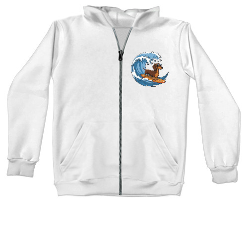 Unisex Zip-through Hoodie - Surfing Dachshund - Mfest