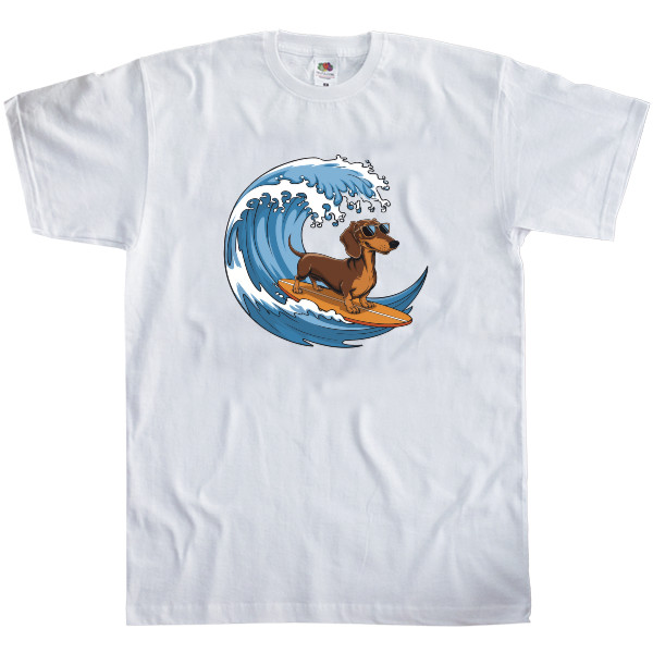 Kids' T-Shirt Fruit of the loom - Surfing Dachshund - Mfest