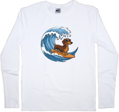 Kids' Longsleeve Shirt - Surfing Dachshund - Mfest