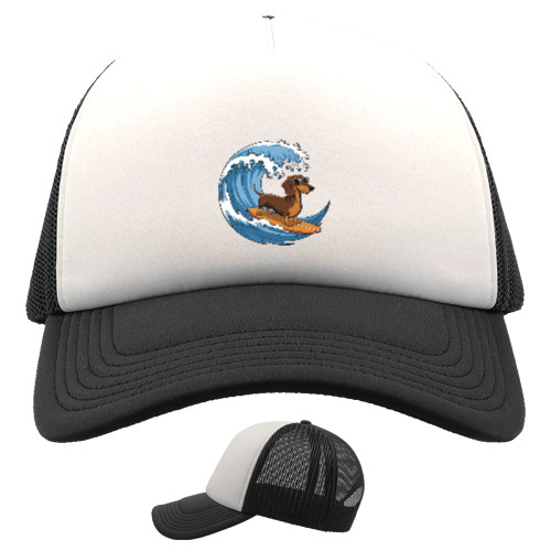 Kids' Trucker Cap - Surfing Dachshund - Mfest