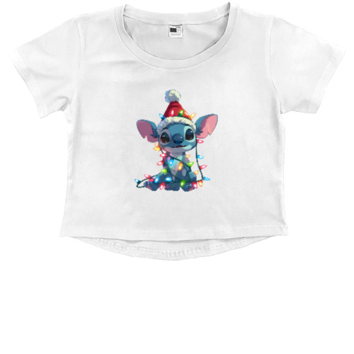 Kids' Premium Cropped T-Shirt - Stitch in a garland - Mfest