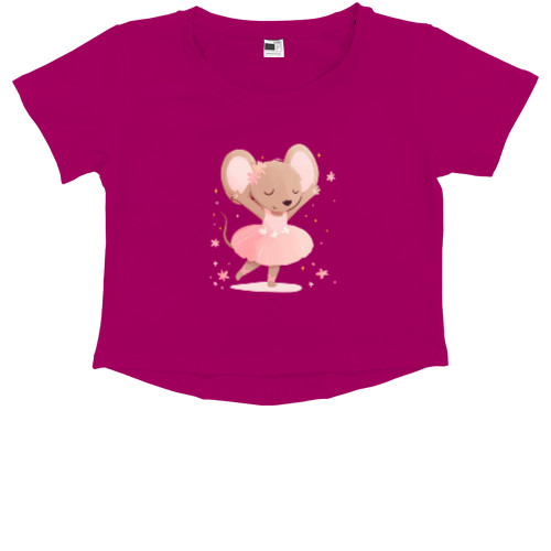 Kids' Premium Cropped T-Shirt - Ballerina mouse - Mfest