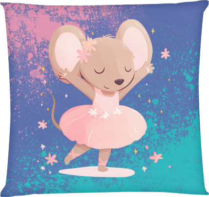 Square Throw Pillow - Ballerina mouse - Mfest