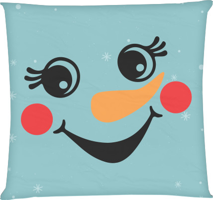 Square Throw Pillow -  Snowman's face 2 - Mfest