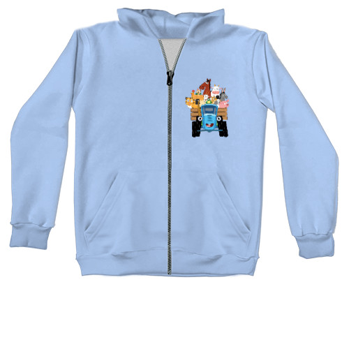 Kids' Zip-through Hoodie - Blue tractor 4 - Mfest