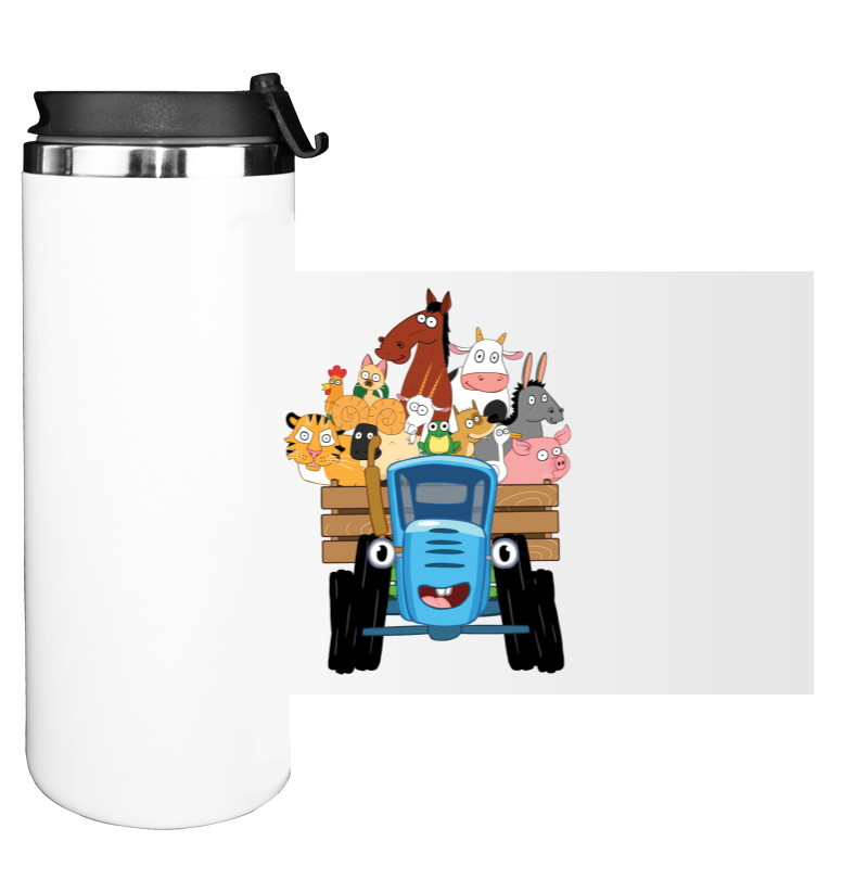 Water Bottle on Tumbler - Blue tractor 4 - Mfest