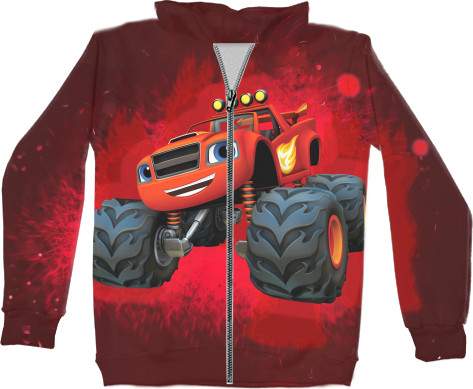 Kids' Zip-through Hoodie 3D - Blaze - Mfest