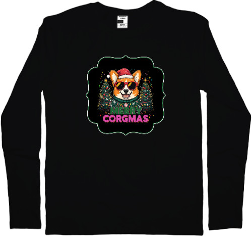 Men's Longsleeve Shirt - New Year's Corgi Dog - Mfest