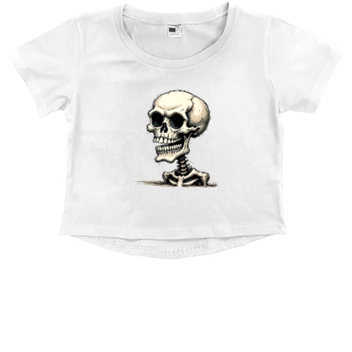 Kids' Premium Cropped T-Shirt - Скелет, який стирчить із землі. - Mfest