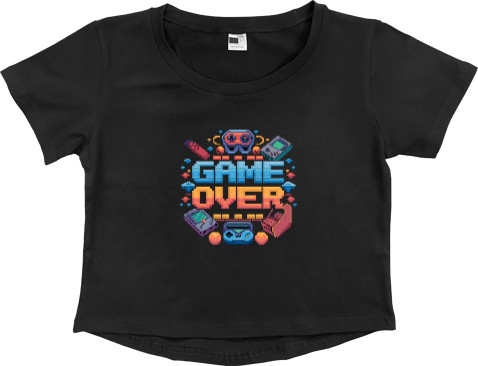 Women's Cropped Premium T-Shirt - Game Over - Mfest