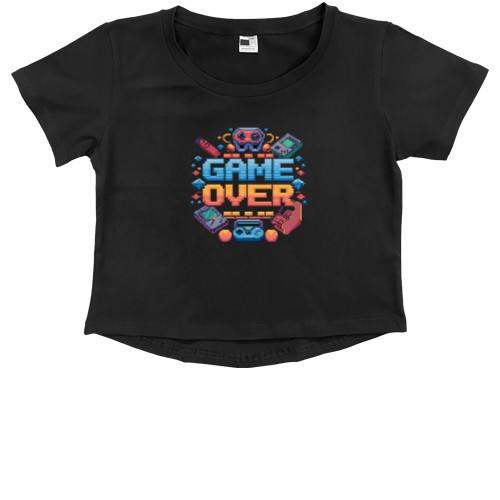 Kids' Premium Cropped T-Shirt - Game Over - Mfest