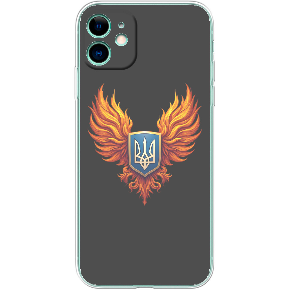 Чехол iPhone - Герб Украины с огненными крыльями - Mfest