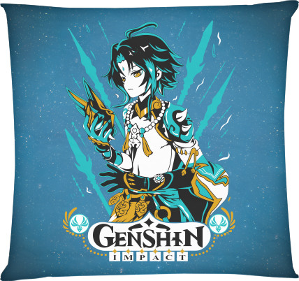 Square Throw Pillow - Xiao Genshin Impact - Mfest