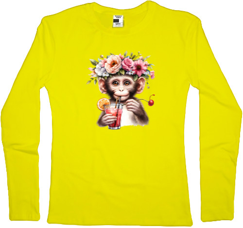 Women's Longsleeve Shirt - Monkey with a cocktail - Mfest