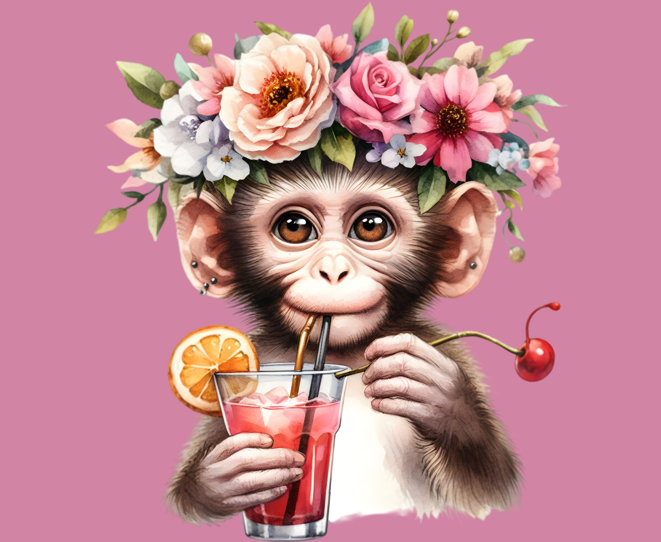 Monkey with a cocktail