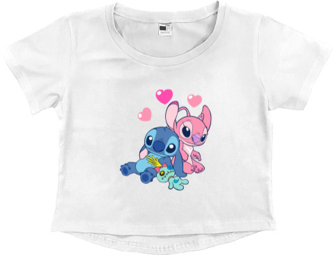 Women's Cropped Premium T-Shirt - Lilo and Stitch in love - Mfest