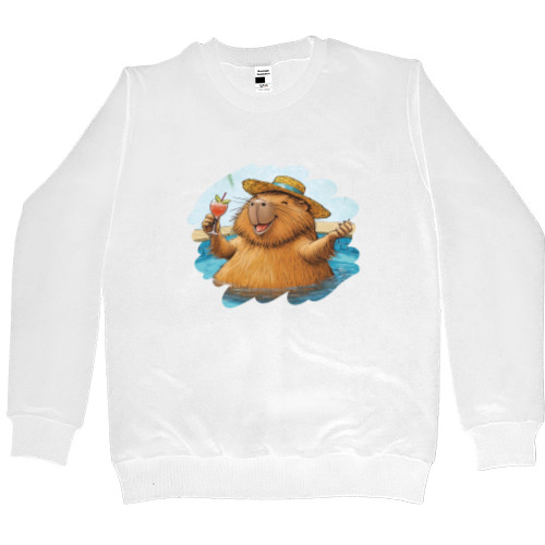 Men’s Premium Sweatshirt - Capybara with a glass - Mfest