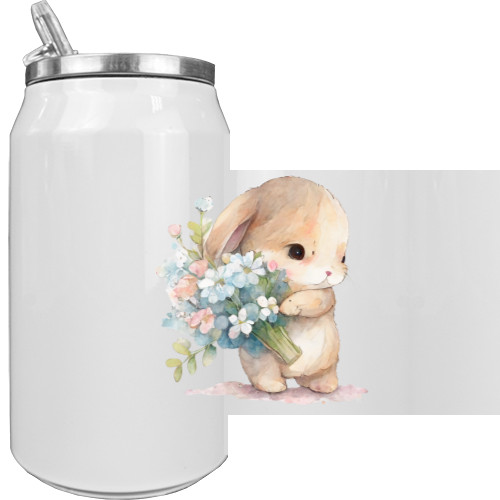 Aluminum Can -  Rabbit with flowers - Mfest