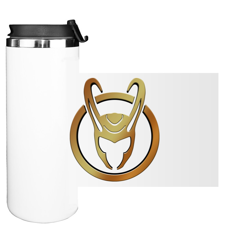 Water Bottle on Tumbler - Loki Helmet - Mfest