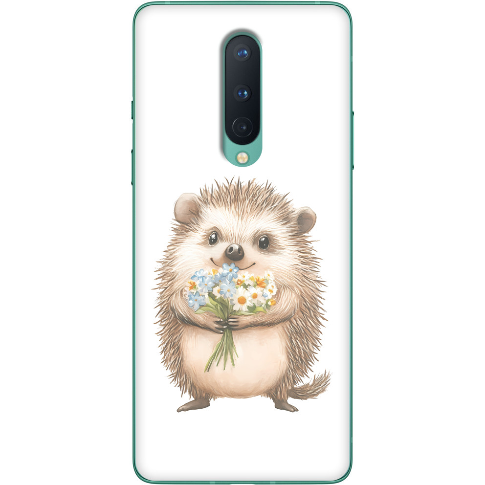 Чехол OnePlus - Ёжик с цветами - Mfest