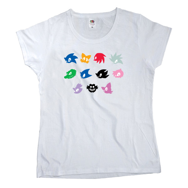Футболка Классика Женская Fruit of the loom - Sonic the Hedgehog Icons Logo - Mfest