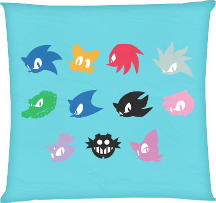 Подушка квадратная - Sonic the Hedgehog Icons Logo - Mfest