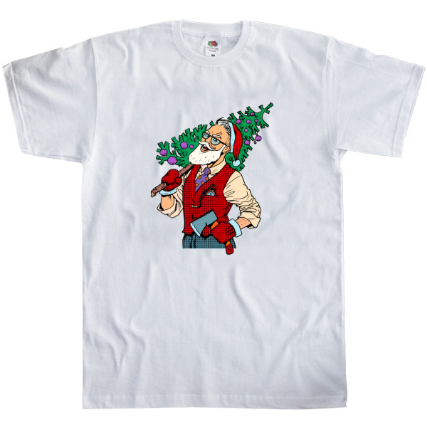 Футболка Классика Мужская Fruit of the loom - Hipster Santa  - Mfest
