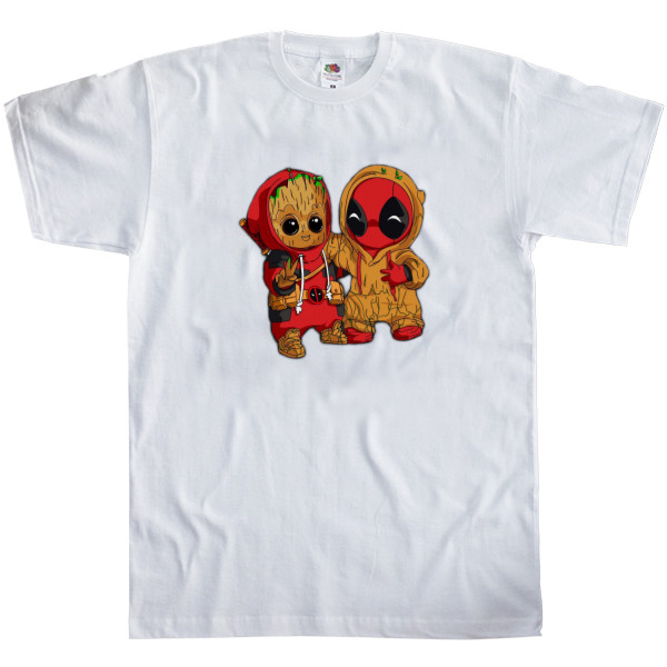 Men's T-Shirt Fruit of the loom - baby groot and Deadpool - Mfest