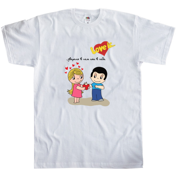 Men's T-Shirt Fruit of the loom - Love is уверена в нем как в себе - Mfest