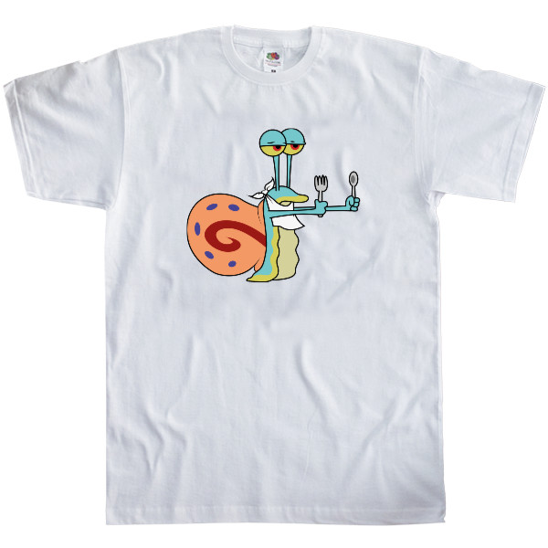 Men's T-Shirt Fruit of the loom - GARY THE SNAIL (READY TO EAT) / УЛИТКА ГЭРИ (ХОЧЕТ КУШАТЬ) - Mfest