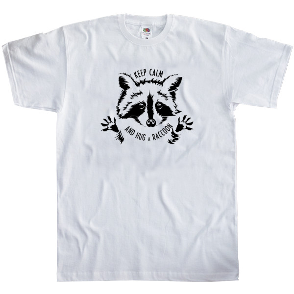 Men's T-Shirt Fruit of the loom - Keep Calm And Hug a Raccoon - Mfest