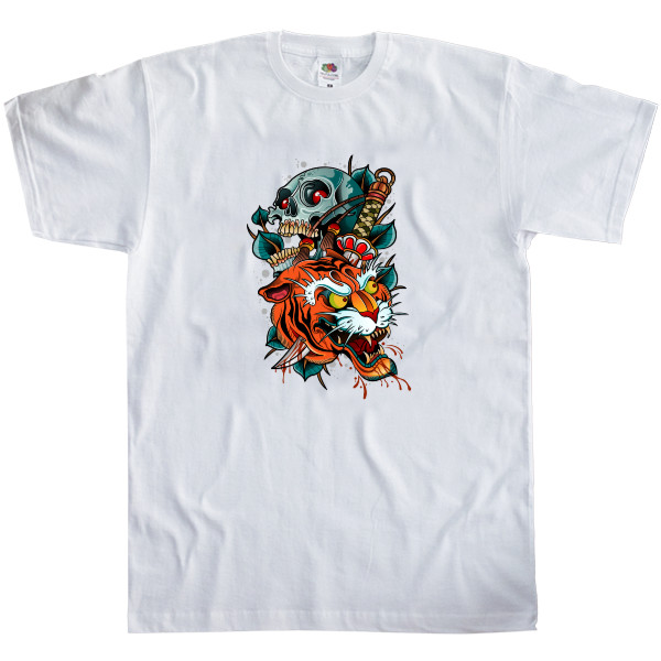 Men's T-Shirt Fruit of the loom - маска японского демона тигра - Mfest