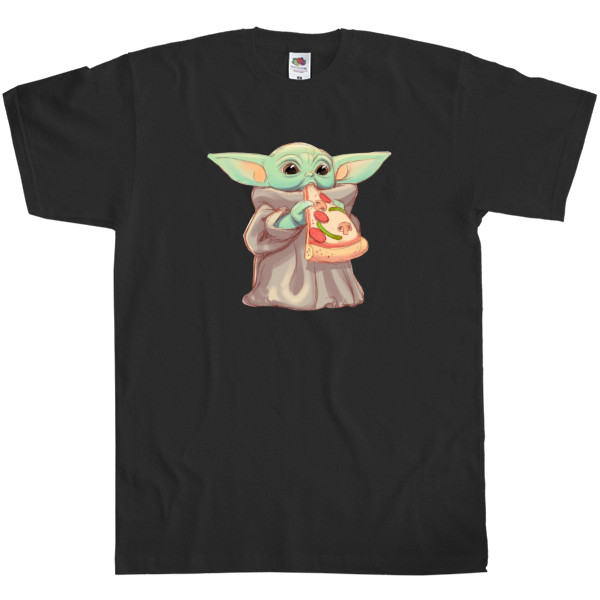 Футболка Классика Мужская Fruit of the loom - Baby Yoda eats pizza - Mfest